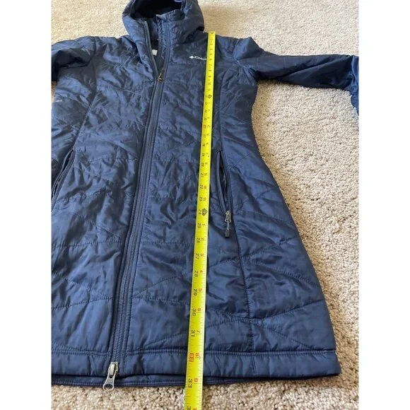 Columbia Woman’s Mighty Lite Hooded Omni Heat Jacket Size XS Dark Blue - Picture 6 of 6